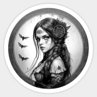 Gothic Witch Mystical Art - Victorian/Goth Sticker